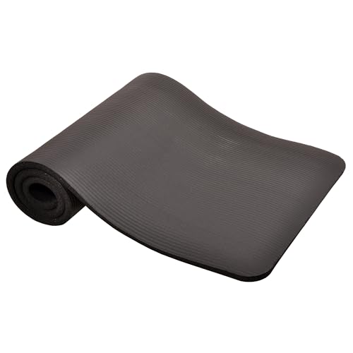 Fitvids 1-Inch Extra Thick High Density Anti-Tear Exercise Yoga Mat with Carrying Strap, Black