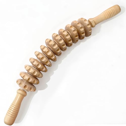 Wood Therapy Massage Roller Stick for Muscle Relief & Cellulite Reduction - color: Wood-12 Rollers
