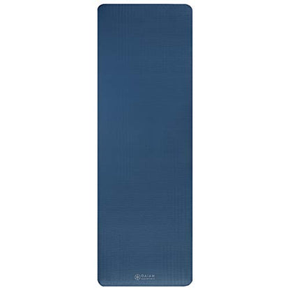 Gaiam Thick Yoga Mat, Exercise & Fitness Mat with Easy-Cinch Carrying Strap - color: Navy, size: 2/5" (10MM)