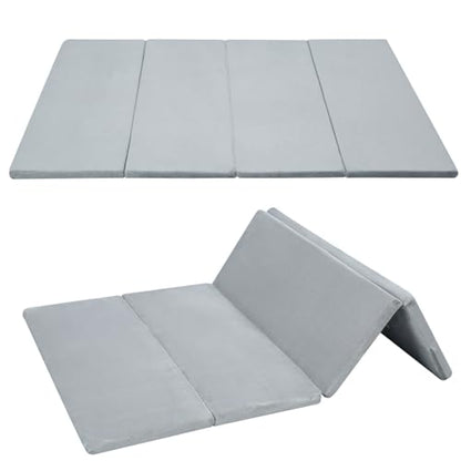 MeMoreCool Kids Floor Mattress, 48x72 Inch Foldable Play Mat, Solid Grey | Solid grey 4x6 ft foam tatami futon mat - color: Grey