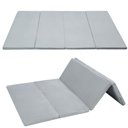 MeMoreCool Kids Floor Mattress, 48x72 Inch Foldable Play Mat, Solid Grey - color: Grey