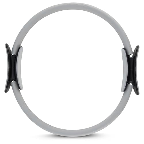 Wellrox Pilates Ring and Carrying Bag- Lightweight Magic Circle Yoga Ring- Core, Thigh and Arm Exerciser for Yoga, Pilates, Strength Training (15 inches) - color: Grey