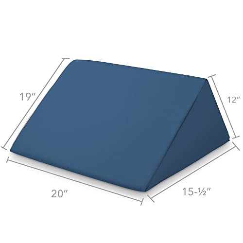 Saloniture Triangle Wedge Massage Table Bolster Under-Knee Pillow, Extra Large - 19 x 12 x 20 x 15.5 Inch - Blue - color: Blue