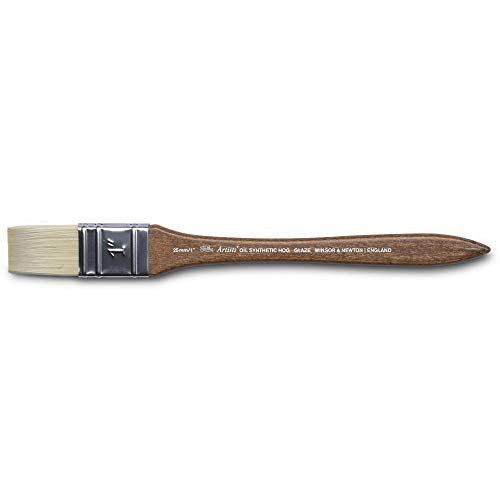 Winsor & Newton Artists' Oil Synthetic Brush, Glaze 1" | Synthetic Flagged Bristles, Excellent Color Carrying Capacity, Handmade in England, For Oil Paint - style: Glaze 1"