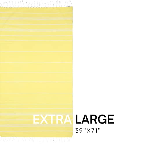 BAY LAUREL Turkish Beach Towel with Travel Bag 39 x 71 Quick Dry Sand Free Lightweight Large Oversized Towels Light - color: Lemon Yellow