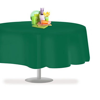 Dark Green 1 Pack Premium Disposable Plastic Tablecloth 84" Inch Round Table Cover - color: Dark Green, size: 1 Pack 84" Round