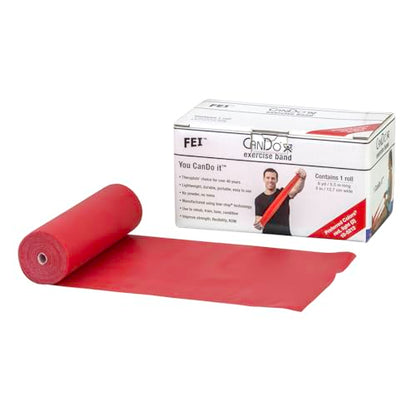 CanDo Low Powder Exercise Band, 6 yard Roll, Red: Light - color: Red: Light, size: 6 yard roll