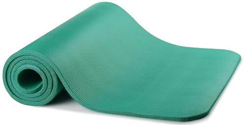 Fitvids Yoga Mat, 1/2-Inch Extra Thick High Density Exercise Mat, Anti-Tear Exercise Yoga Mat with Carrying Strap, Suitable for Various Yoga Exercises - color: Green
