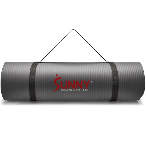 Sunny Health & Fitness Exercise Yoga Mats - Non-Slip Support for Home & Gym - color: Classic Thick Grey