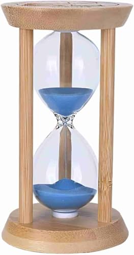 Mini Wooden Sand Timers,100% Bamboo Hourglass Sand Timers 30Second Sandglass Timer for Toothbrush Timer Games Classroom Home Office Cooking(Blue+30Sec) - color: Blue, size: 30Sec