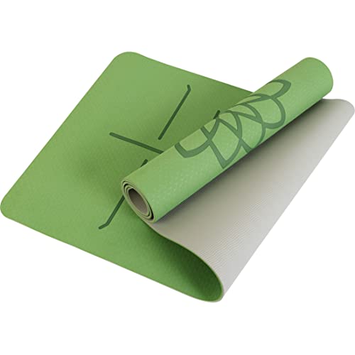Mat Block Yoga Mat with Non-Slip 1/4'' Thick Anti-Tear, High Density TPE Eco-Friendly Foam Material for Home, Pilates and Floor Exercises & Fitness - color: Green and grey