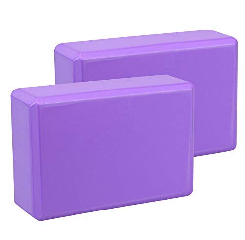 EXERZ Yoga Blocks 2 pack, Gym Blocks, Exercise Workout Fitness Bricks, Pilates Stretch Handstand Non-Slip - color: Purple