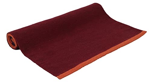 KD Willmax Yoga Mat Towel Non Slip Cotton Rug Blanket Cover with Pockets - color: PURPLE-ORANGE