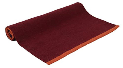 KD Willmax Yoga Mat Towel Non Slip Cotton Rug Blanket Cover with Pockets - color: PURPLE-ORANGE