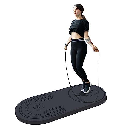 8/20/30mm Jump Rope Mat Fitness Exercise Mat Durable, Non-Slip, Workout Mats with Jump Rope & Carrying Bag for Home Gym Flooring (55"x 24") - color: Gray-30mm