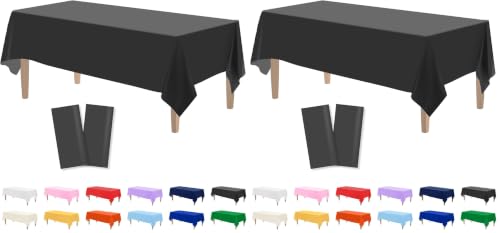 Kopokita 2PCS Black Plastic Tablecloths 54 x 108 Inch, Disposable Table Cloths Rectangle Party Table Covers (Pack of 2) - color: Black, size: Rectangle (4 Pack)
