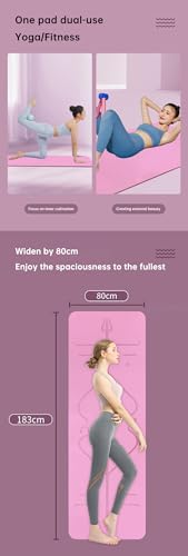 Premium TPE Yoga Mat – 8mm Thick & Double-Sided Non-Slip | Eco-Friendly | Extra Wide 80cm | Joint Protection - color: Pink, size: 72*24*0.31in