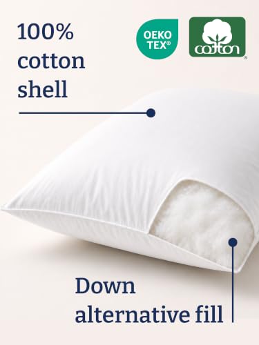 100% Cotton Bed Pillows - King Size Set of 2 - 20" x 40" (White) - size: King