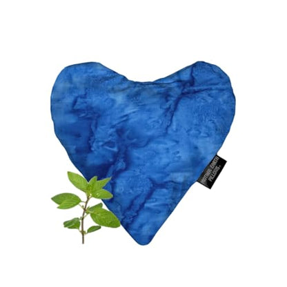 Mother Earth Pillows Small Heart-Shaped Flax Pillow for Natural Pain Relief, Warm or Cold Therapy, Herbal Aromatherapy Pillow (Blue Print - Refresh Herbal Blend) - color: Blue Print - Refresh Herbal Blend