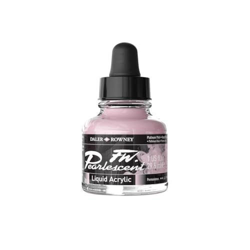 Daler Rowney FW Pearlescent Liquid Acrylic Bottle, Platinum Pink, 1 oz
