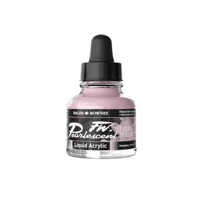 Daler Rowney FW Pearlescent Liquid Acrylic Bottle, Platinum Pink, 1 oz