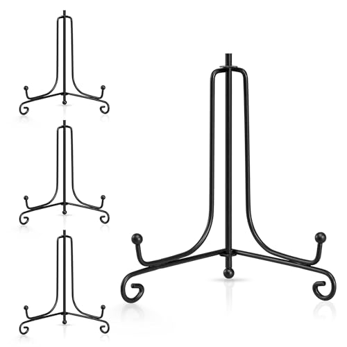 Artliving Plate Stands for Display, 5 Inch Black Iron Easel Plate Display Photo Holder Stand, Displays Picture Frames, Decorative Plates, Tablets and Art (4 pack) - size: 5 inch (4 pack)