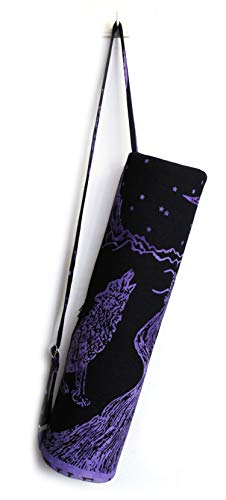 INDIAN CRAFT CASTLE ICC Yoga Mat Bag Carrier Full-Zip Exercise Yoga Mat Carry Bag for Women Men with Multi-Functional Storage Pockets and Adjustable Shoulder Strap 26X6 Inches - style: Purple Crying Wolf