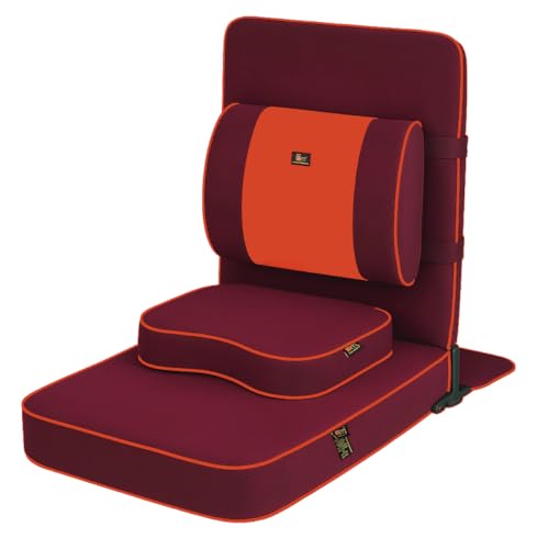 Friends Of Meditation Extra Large Meditation Chair | Floor Chair with Back Support | Yoga Chairs for Adults | Portable Folding Chair | Yoga Chair with Cushion & Meditation Block | Maroon | 24x22 in - color: Maroon
