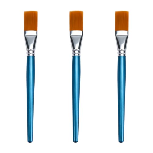 JEAWIWI 3 Pcs Acrylic Paintbrush Set, Flat Paintbrushes, 30mm, Blue | Oil Watercolor Face Paint Brushes for Rock, Face Art, Canvas, Body, DIY Crafts, Artists, Hobbyists, Home & Studio Use - size: 3 PCS