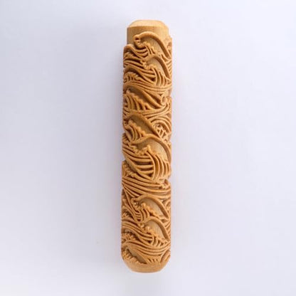 MKM Pottery Tools Wood Big Hand Rollers for Clay (BHR-141 Waves) - color: BHR-141 Waves