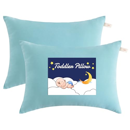 NTBAY Toddler Pillows, Set of 2, 13"x18", Aqua - color: Aqua, size: 13"x18"