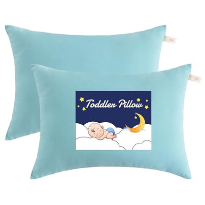 NTBAY Toddler Pillows, Set of 2, 13"x18", Aqua - color: Aqua, size: 13"x18"