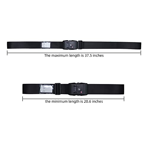 Heavy Duty Luggage Straps TSA Approved with Combination Lock Adjustable Travel Belt for Suitcases (Black) - color: Black-2