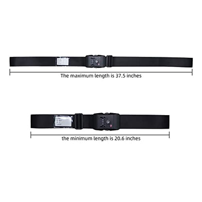 Heavy Duty Luggage Straps TSA Approved with Combination Lock Adjustable Travel Belt for Suitcases (Black) - color: Black-2