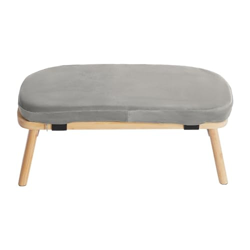 Meditation Bench with Cushion, Foldable Yoga Meditation Stool, Portable Kneeling Stool Prayer Bench, Yoga Bench Squat Seat, Gray