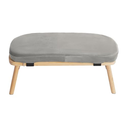 Meditation Prayer Bench, Portable Foldable & 5° Ergonomic Tilt Kneeling Meditation Yoga Stool with Cushion & Carry Bag for Home/Studio/Gym, Bamboo & Velvet Kneeling Stools (Grey) - color: Grey