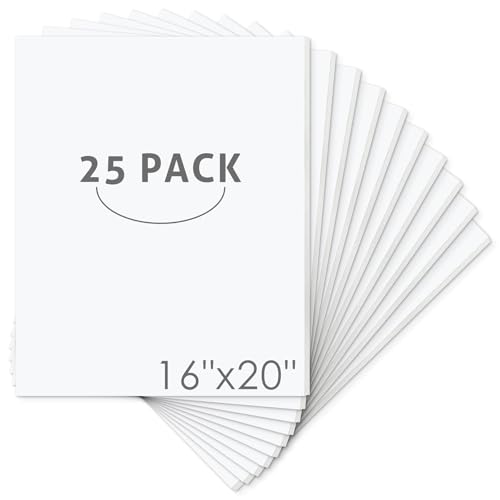 Mat Board Center 16x20x1/8" White High-Grammage Foam Core Board Pack of 25 | Acid Free, Polystyrene, Warp-Resistant, Double-Sided Foam Poster Board, Easy to Cut & Write for Display, Draw, Crafts & Art - color: White, size: 16x20
