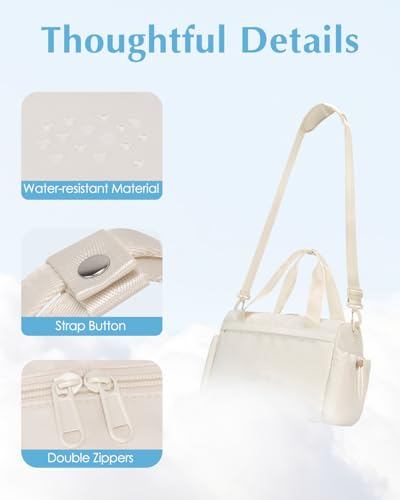 Small Gym Bag, Mini Gym Bag with Yoga Mat Holder & Wet Compartment, Beige - color: Beige