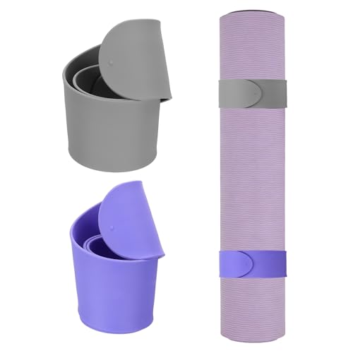 Yoga Mat Strap Slap Band, One Snap Yoga Mat Slap Band for Keep Mats Tightly Rolled Exercise Mat Sling Holder - color: Purple/Gray