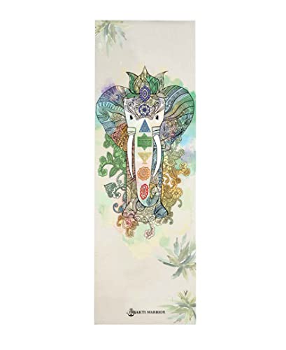 Shakti Warrior TPE Yoga Mat (72 inch x 24 inch x 6mm Thick) | Artist-designed premium TPE yoga mat with a non-slip surface for regular yoga, hot yoga, Pilates, workouts and practice. - color: Elephant