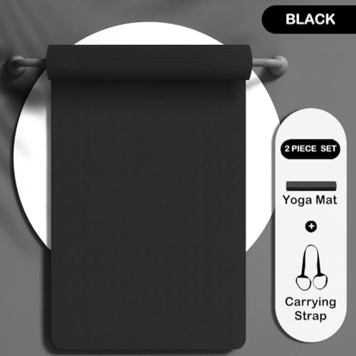 Premium TPE Yoga Mat 6mm Info Swipe – Eco-Friendly Non-Slip, Odor-Free, Lightweight & Durable | SGS Tested, REACH Compliant, GRS Certified | 72"x24" with Carrying Strap - color: Black