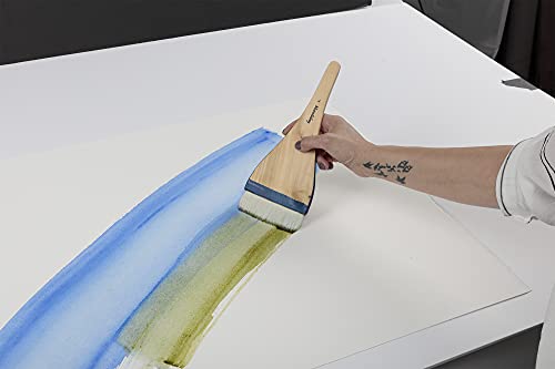 Creative Mark Mandalay Professional Goat Hair Hake Brush - 1-1/2" Wide Paint Brush with Paddle Handle for Professional Artists - Soft Natural Bristles Ideal for Sumi-e and Color Washes - size: 1.5"