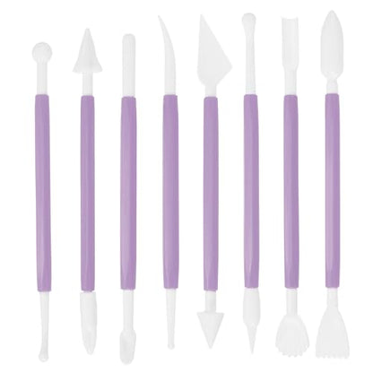 HARFINGTON 8pcs Plastic Clay Tools Double-Headed Crafts Modeling Kit Clay Sculpting Tools Pottery Carving for Shaping Cutting Decoration Embossing Purple