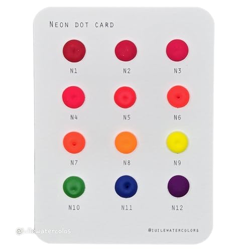 IUILE Handmade Watercolor Paints - Neon Dot Card (12 colors). Matte, Vivid, Intense, Bright - color: Neon Dot