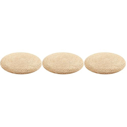 Holibanna Round Straw Weave Cushion Handmade Tatami Floor Pillow for Meditation Yoga Seat Mat Windowsill Seat 11.81 X 11.81 X 7.08 in 3 Pack