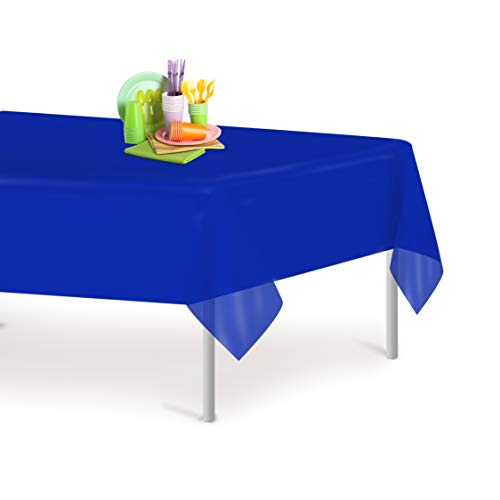 Blue 1 Pack Premium Disposable Plastic Tablecloth 54 Inch. x 108 Inch. Rectangle Table Cover - color: Blue, size: 1 Pack Rectangle