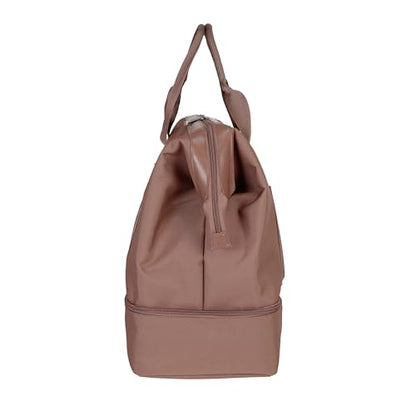 Jessica Simpson Countryside Weekender Duffel 100% Polyester Drop Bottom Bag - color: Mocha Mousse