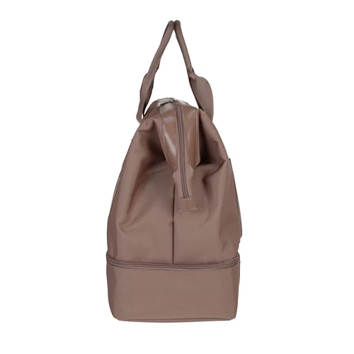 Jessica Simpson Countryside Weekender Duffel 100% Polyester Drop Bottom Bag - color: Mocha Mousse