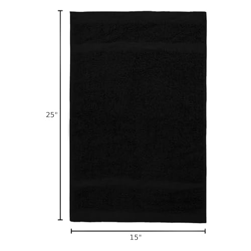 HOME ESSENTIALS Salon Towels (15 x 25 inches) 24 Pack, Black Hand Towels for Bathroom, Quick Dry Gym Towels, Spa Face Towel, Absorbent Cotton Towels for Barber, Gym, Bath, Pedicure and Home Hair Care - color: Black
