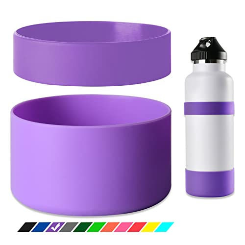 Greant Dual Protective Water Bottle Boot for HydroFlask 12oz to 64oz | Silicone Bottle Cover for Hydroflask, Anti-Slip Water Bottle Rubber Bottom for Owala 24oz, 3 Sizes - color: Purple, size: 32 Ounces